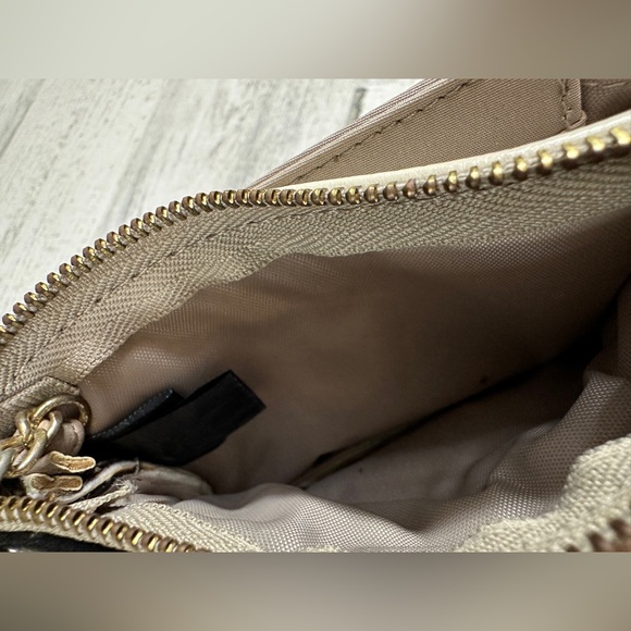 Cream Leather Zip Wallet Coin Purse Cardholder - Picture 5 of 7